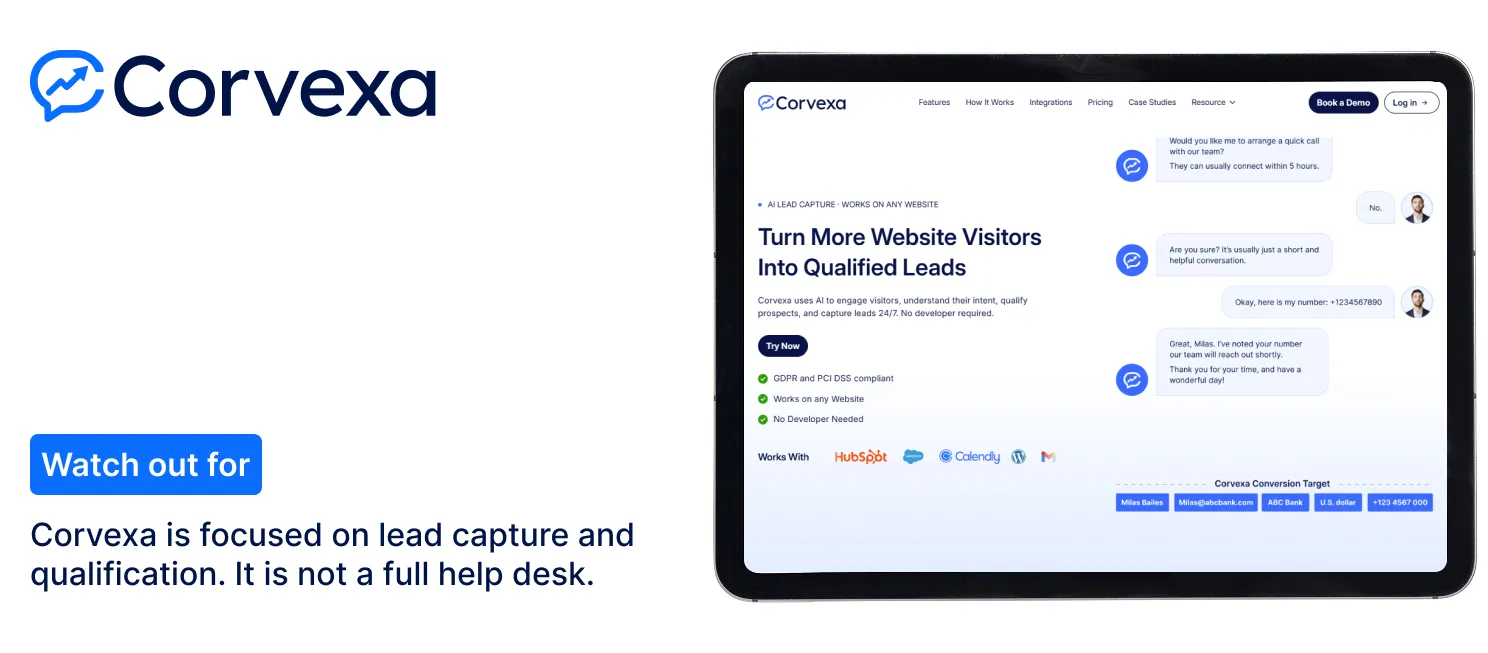 Corvexa-best for intent-based lead qualification on any website